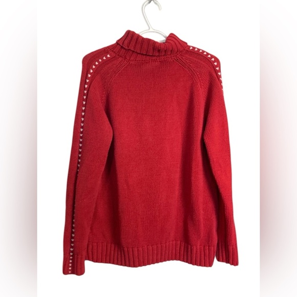 Northern Reflections 60% Cotton 40% Acrylic Turtleneck Sweater Red w Hearts - Picture 2 of 8